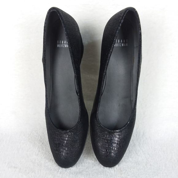 Stuart Weitzman Laidback Lizette Wedge Heels Black Textured Shoes‎ Women's 10.5N - Picture 14 of 14